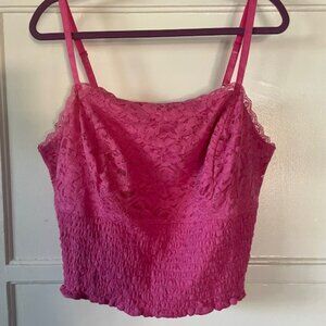 Torrid Size 3/3X Pink Lace Top Cami Smocked Back Straps NWT Feminine Fairy